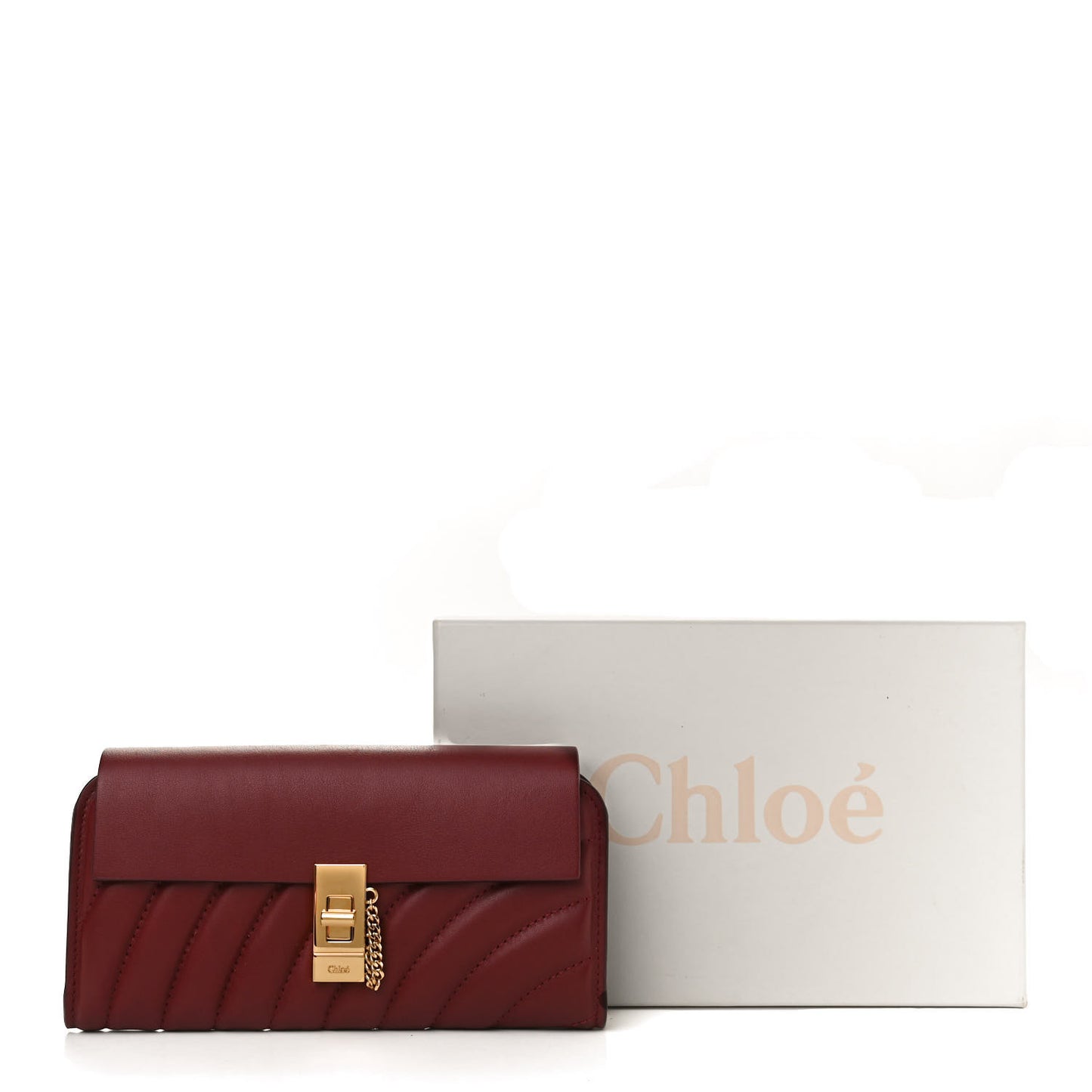 Calfskin Drew Long Wallet with Flap Plum Purple