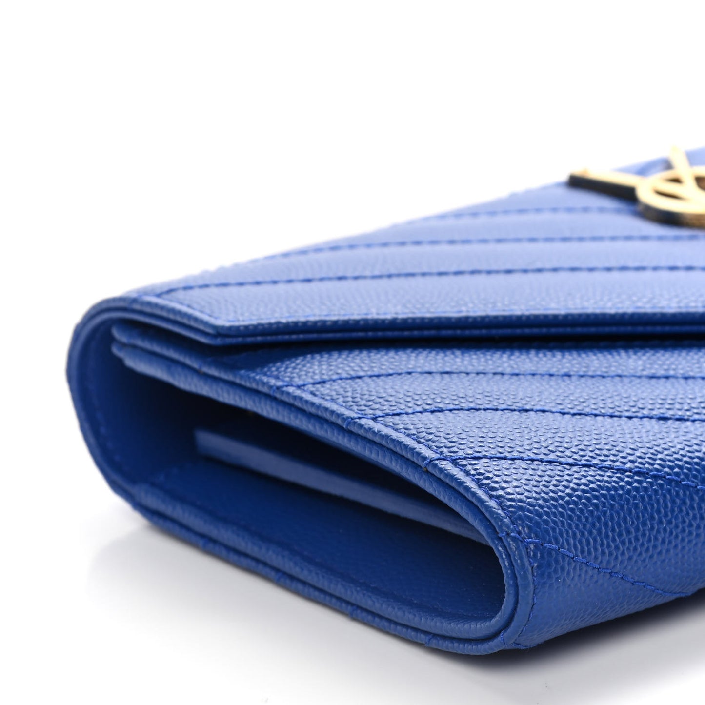 Grain De Poudre Matelasse Chevron Monogram Flap Wallet Royal Blue