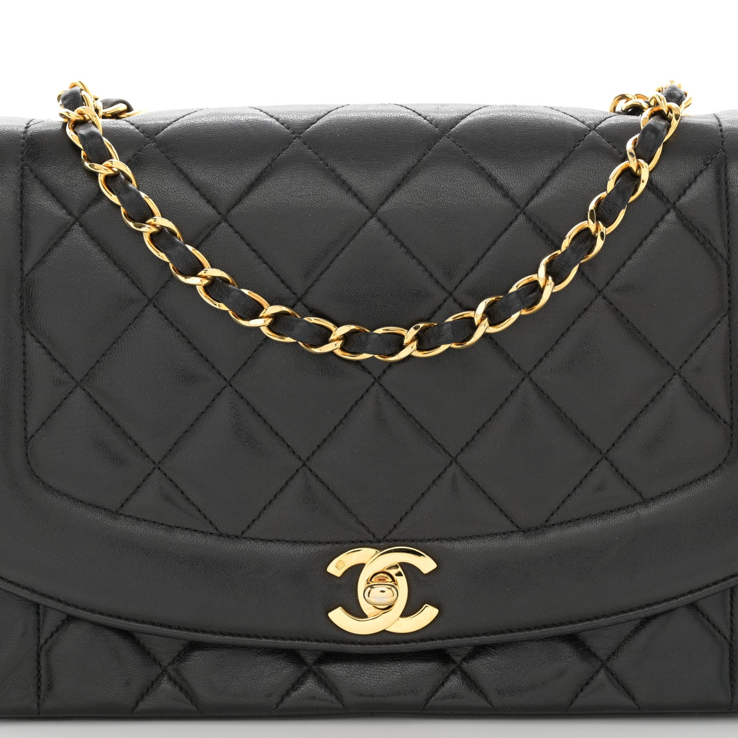Lambskin Quilted Medium Single Flap Black