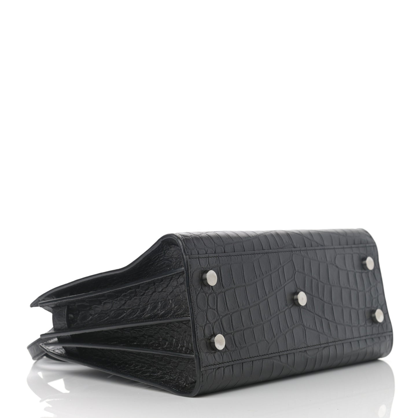 Calfskin Crocodile Embossed Baby Sac De Jour Black