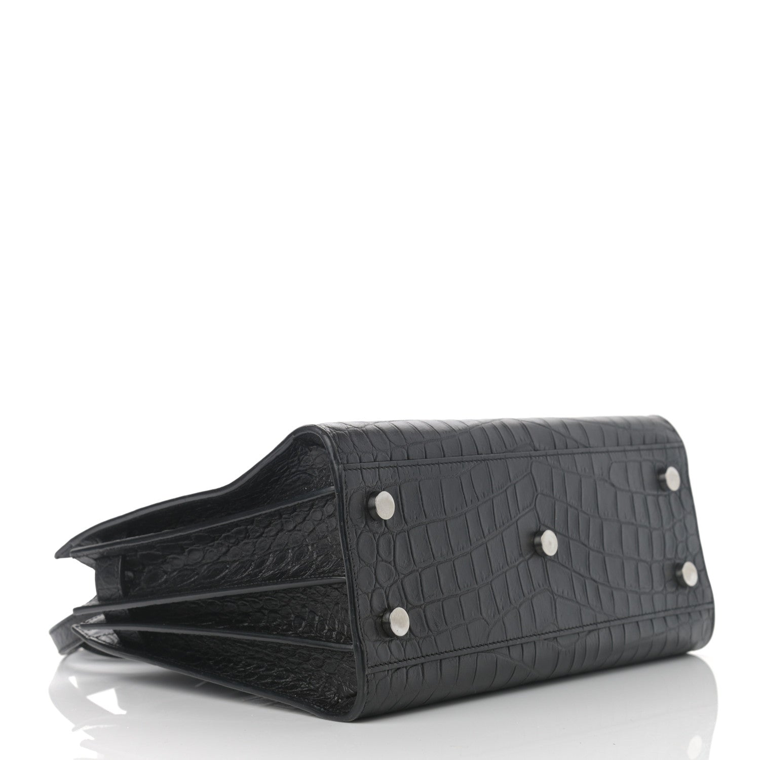 Saint Laurent Calfskin Crocodile Embossed Baby Sac De Jour Black 4 of 13