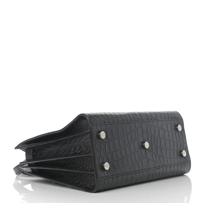 Saint Laurent Calfskin Crocodile Embossed Baby Sac De Jour Black 4 of 13