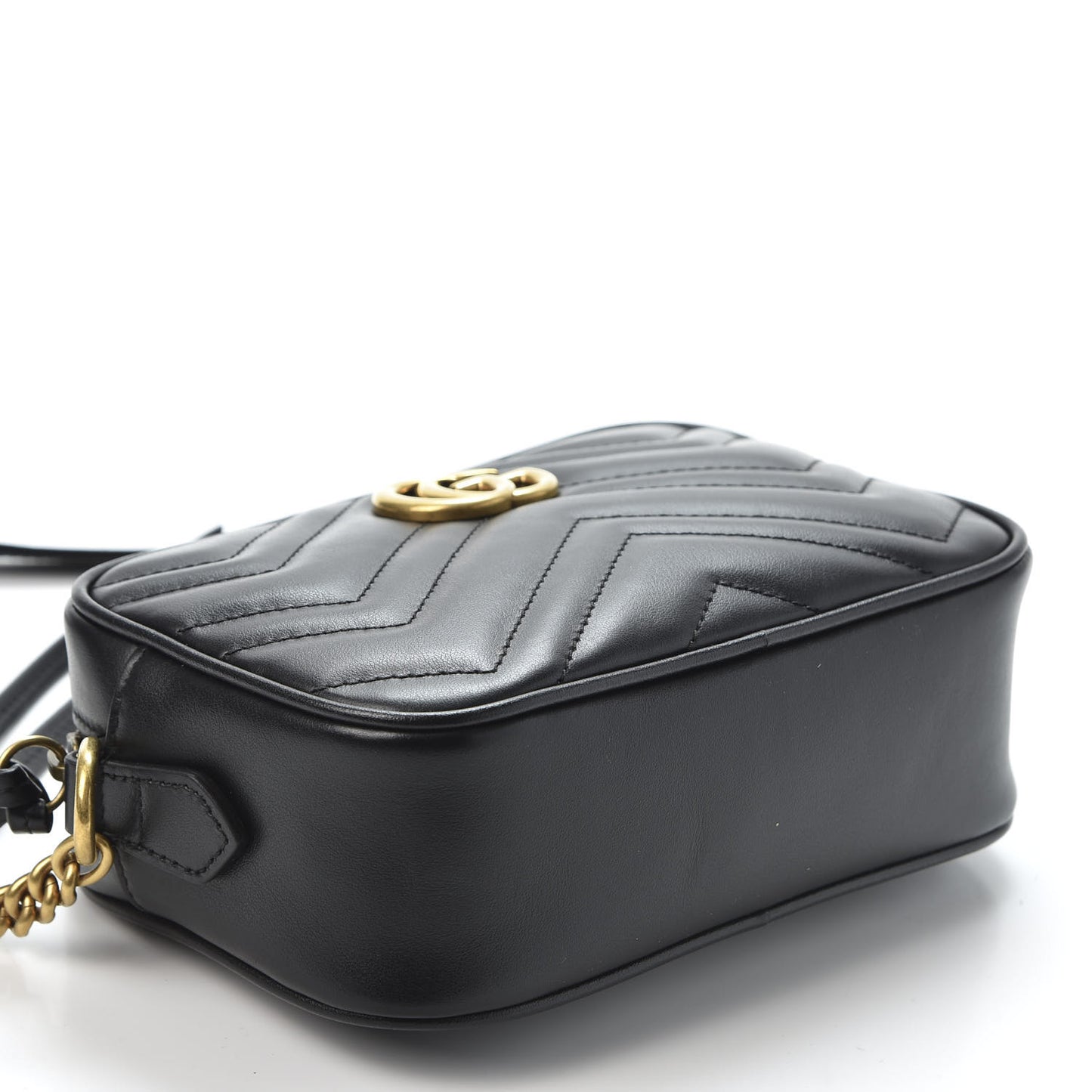 Calfskin Matelasse Mini GG Marmont Chain Shoulder Bag Black