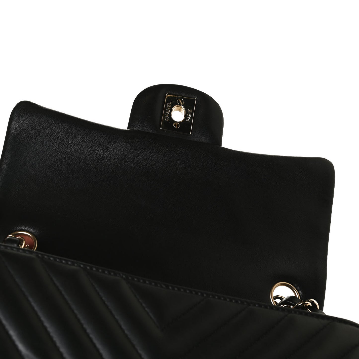 Lambskin Chevron Quilted Mini Rectangular Flap Black