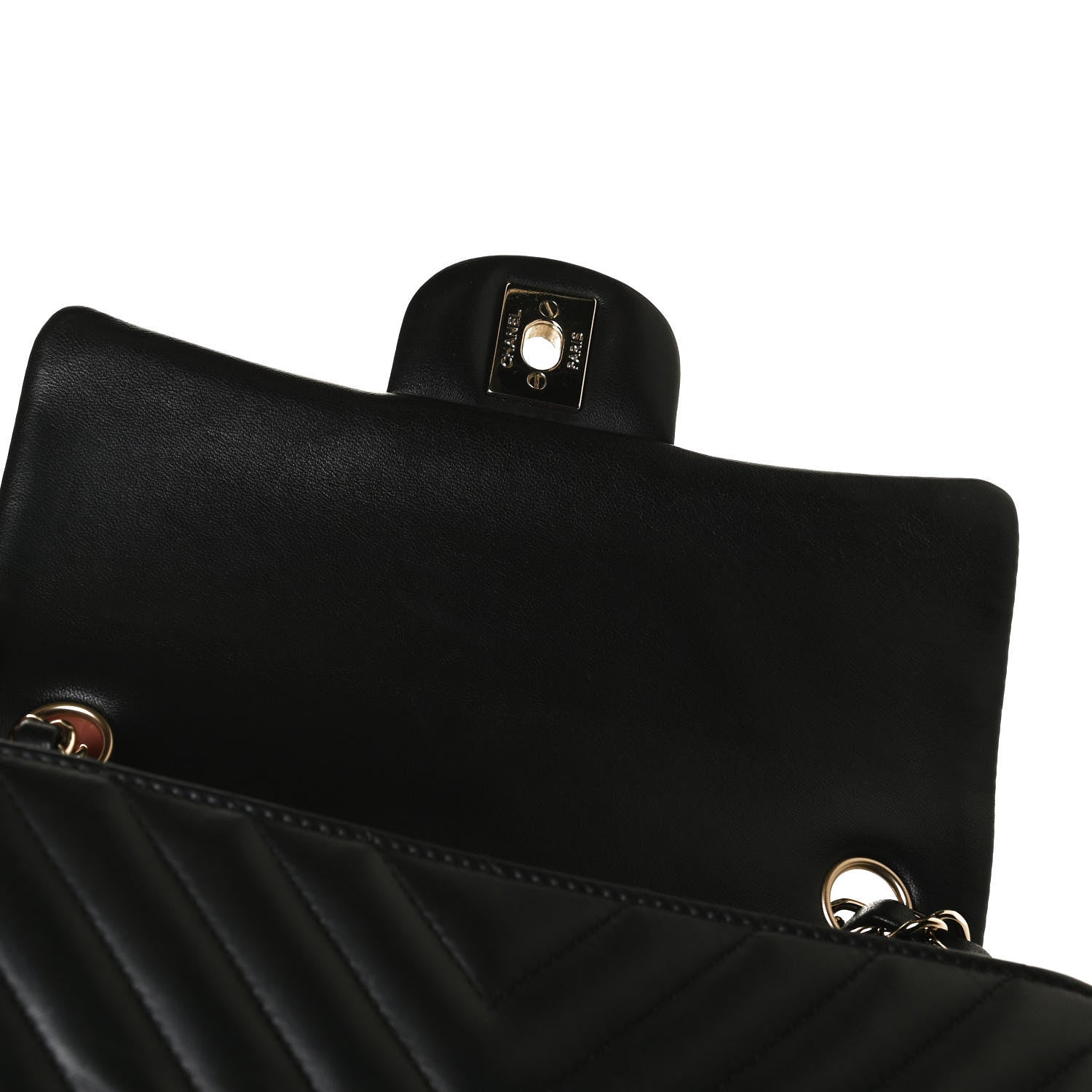 Chanel Lambskin Chevron Quilted Mini Rectangular Flap Black 13 of 14