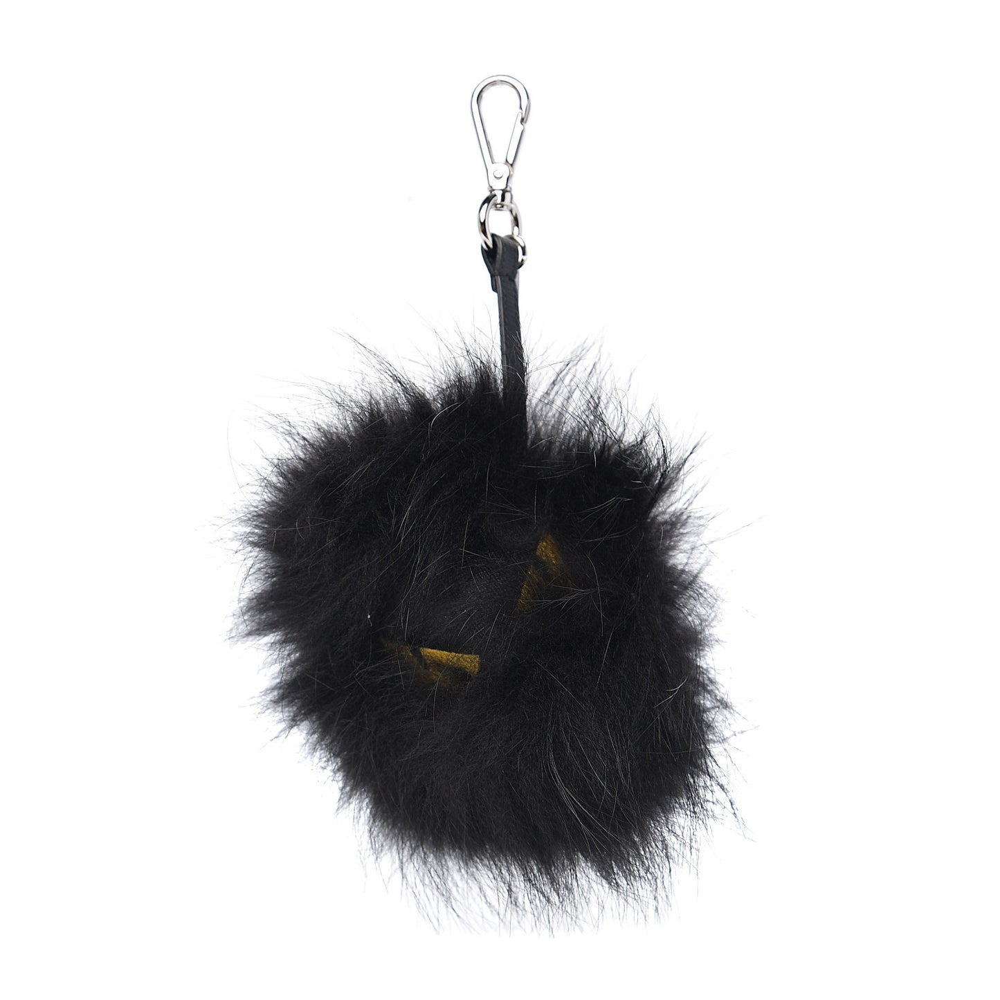 Vitello Elite Fox Fur Fusto Monster Bag Bug Charm Black Yellow