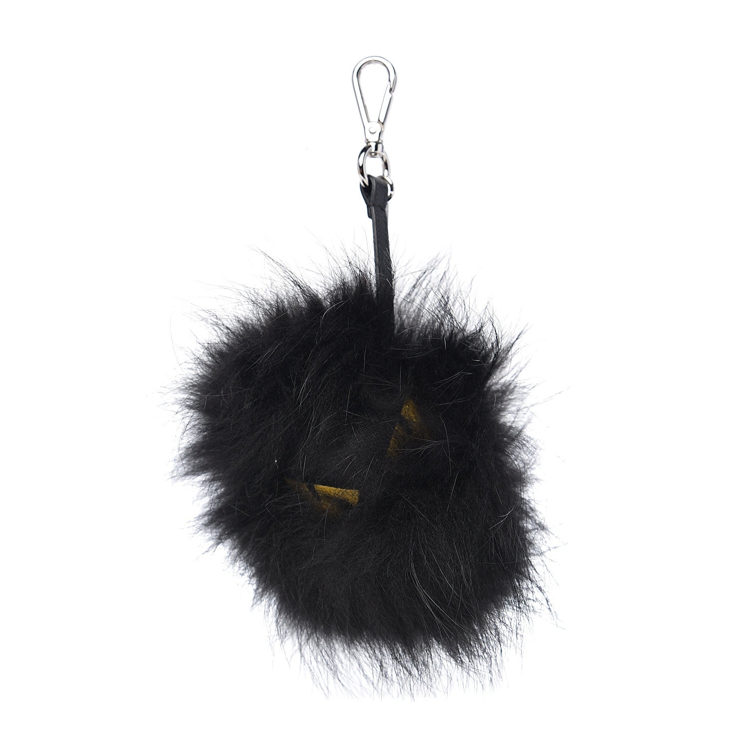 Fendi Vitello Elite Fox Fur Fusto Monster Bag Bug Charm Black Yellow 1 of 3