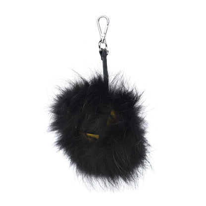 Fendi Vitello Elite Fox Fur Fusto Monster Bag Bug Charm Black Yellow 1 of 3