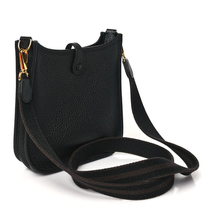 Hermes Taurillon Clemence Evelyne TPM Black Chocolate 3 of 11