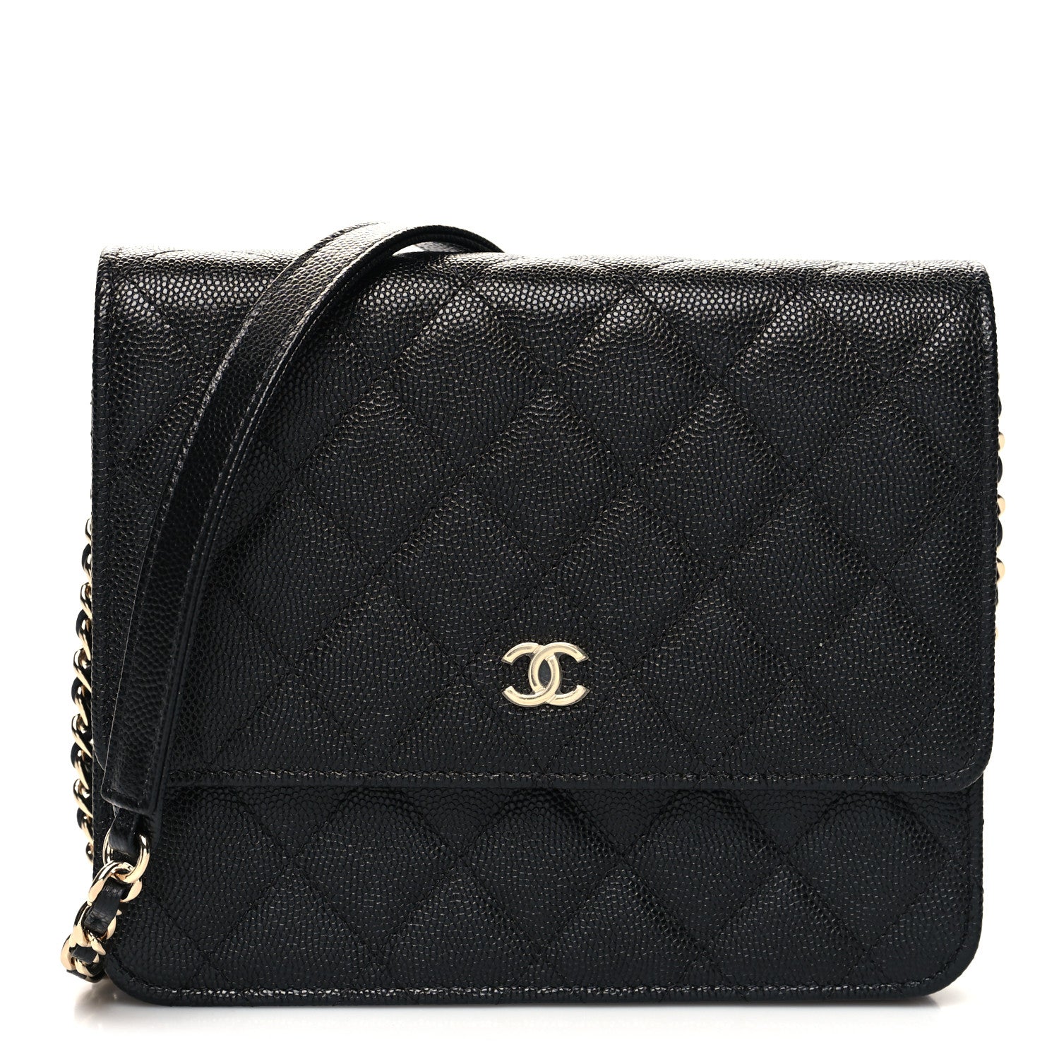 Chanel Caviar Quilted Square Wallet On Chain WOC Black 1 of 11