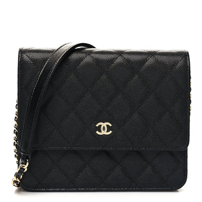 Chanel Caviar Quilted Square Wallet On Chain WOC Black 1 of 11