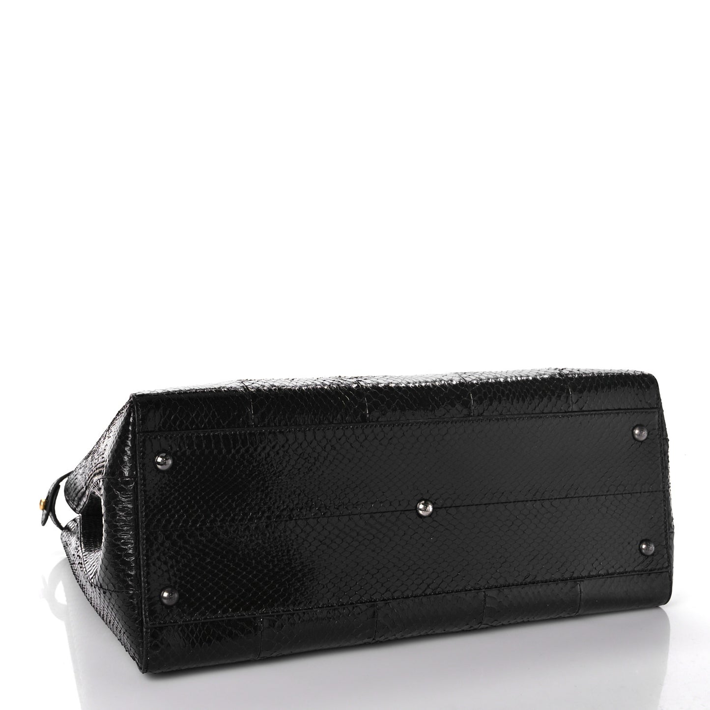 Snakeskin Large Peekaboo Iconic Satchel Black
