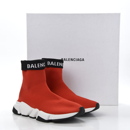 Balenciaga Neoprene Knit Mens Speed Cuffed Sneakers 39 Red Black White 12 of 12