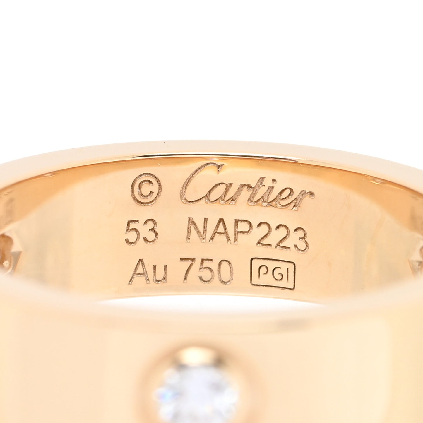 18K Yellow Gold 3 Diamond 5.5mm LOVE Ring 53 6.5