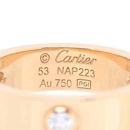 Cartier 18K Yellow Gold 3 Diamond 5.5mm LOVE Ring 53 6.5 4 of 5