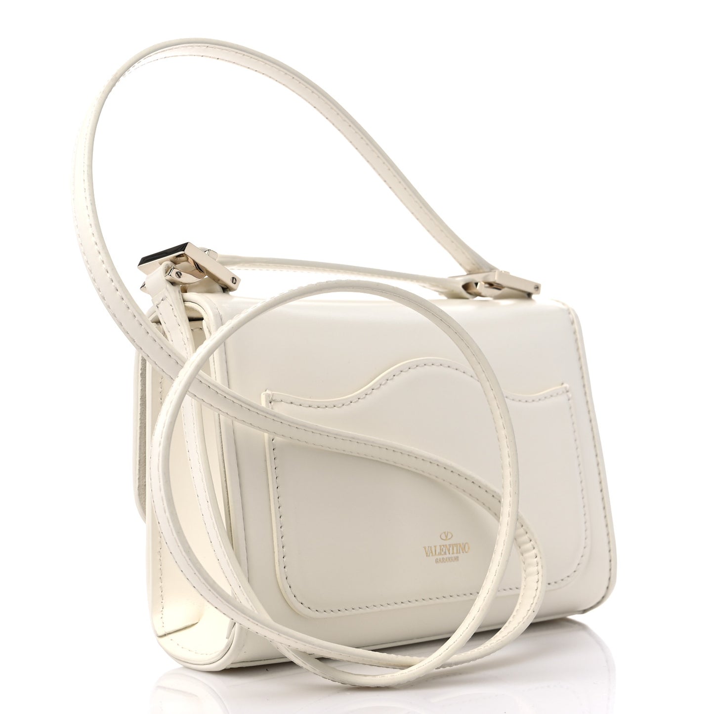 Smooth Calfskin Small VLogo Shoulder Bag White
