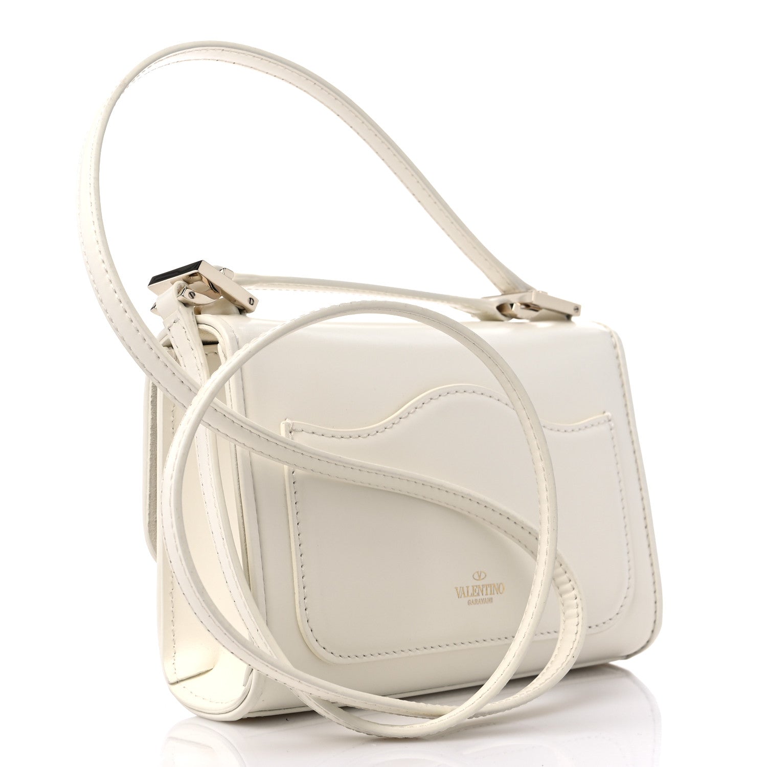 Valentino Garavani Smooth Calfskin Small VLogo Shoulder Bag White 3 of 9
