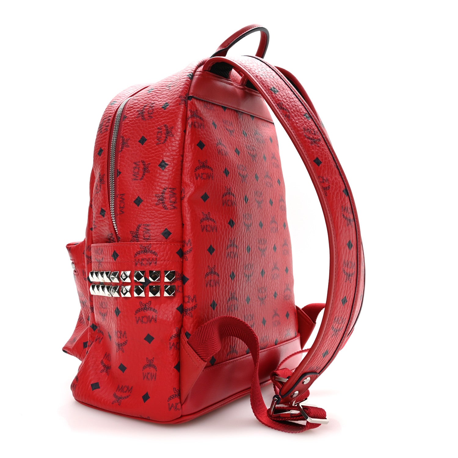 MCM Visetos Medium Side Studs Stark Backpack Ruby Red 2 of 10