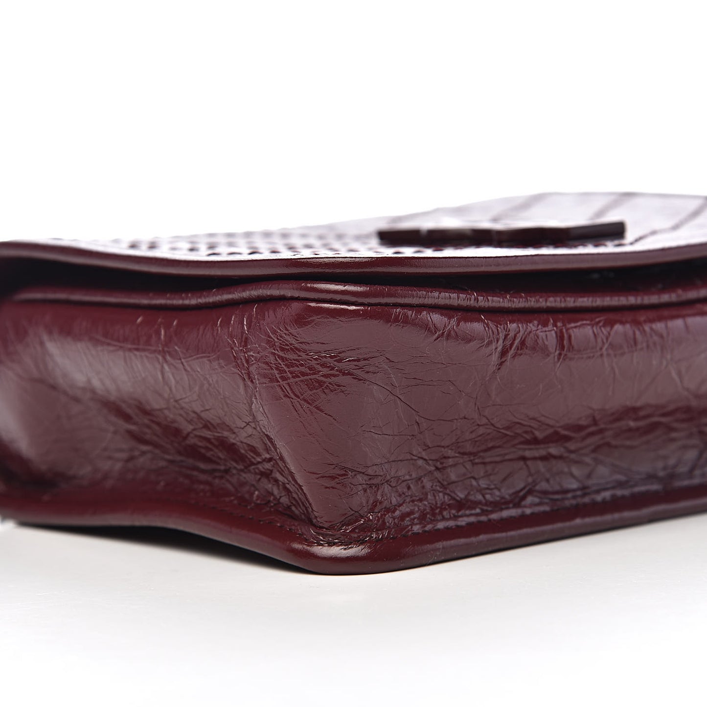 Crinkled Calfskin Matelasse Monogram Niki Chain Wallet Dark Legion Red