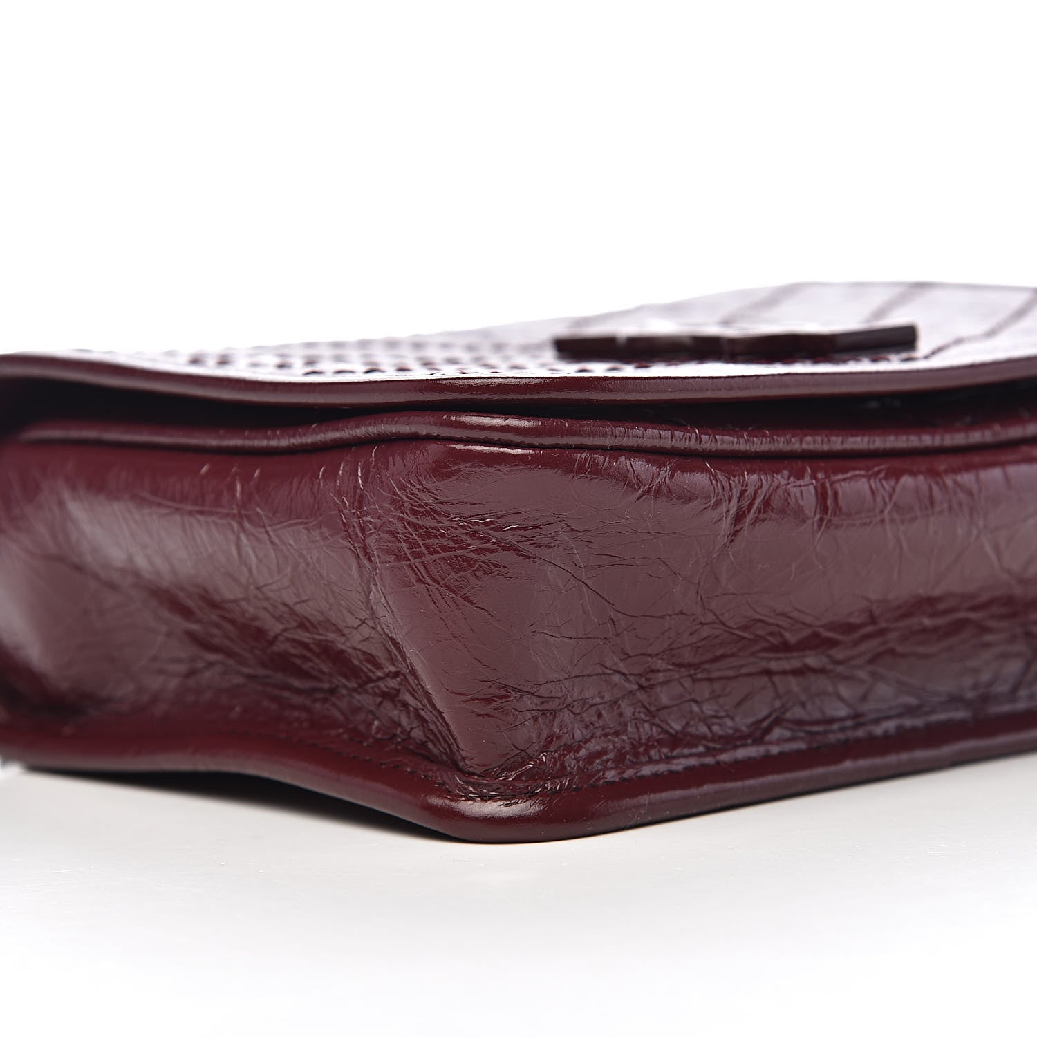 Saint Laurent Crinkled Calfskin Matelasse Monogram Niki Chain Wallet Dark Legion Red 7 of 10