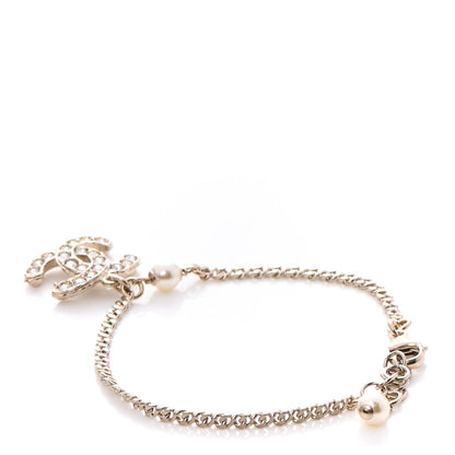 Chanel Pearl Crystal CC Bracelet Light Gold 3 of 4
