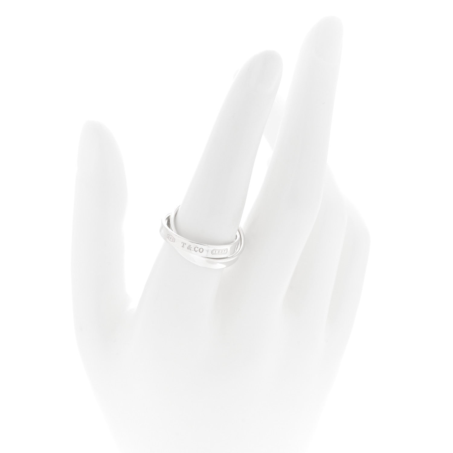 Tiffany Sterling Silver 1837 Interlocking Circles Ring 54 7 2 of 4