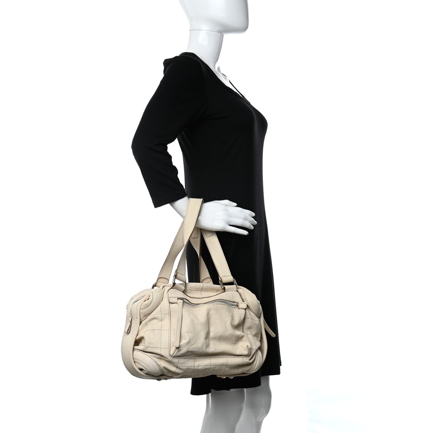 Chanel Calfskin Stitched Outdoor Ligne Bowler Beige 2 of 17