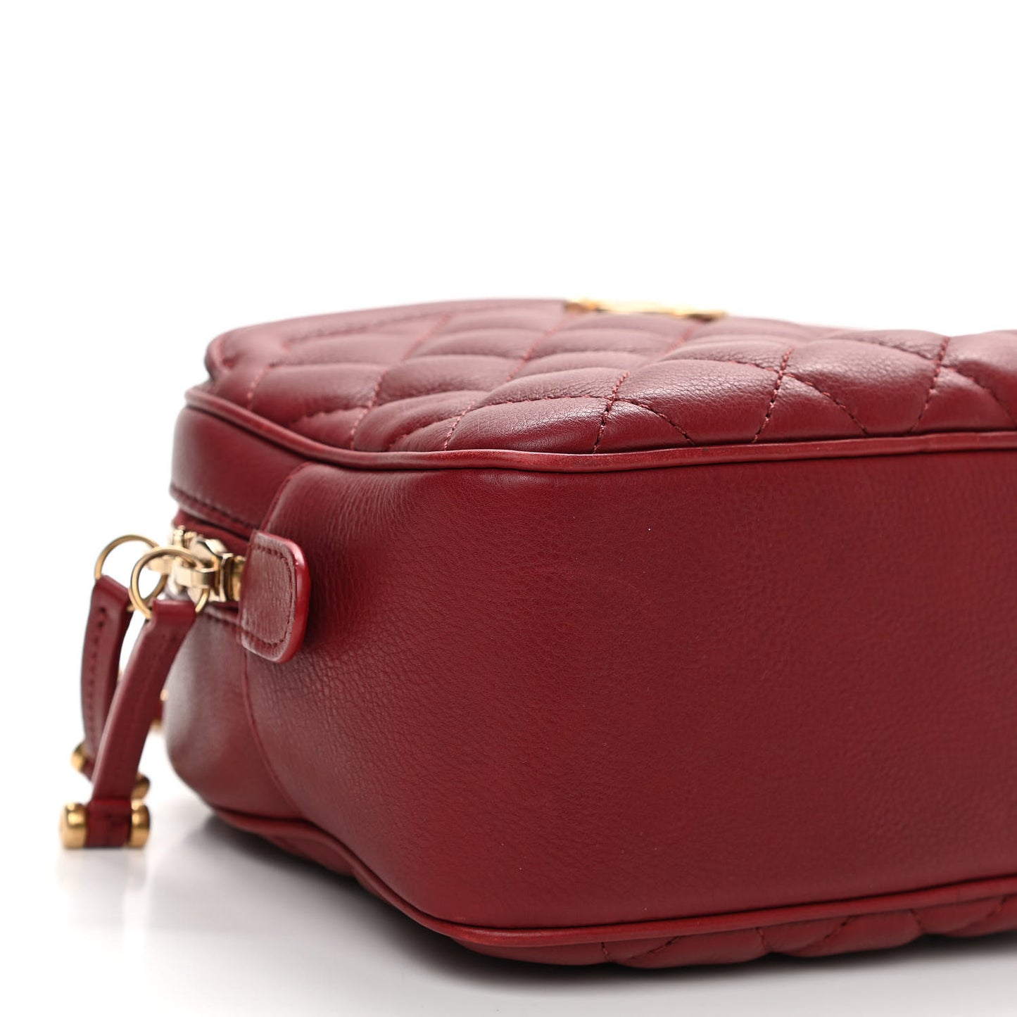 Calfskin Quilted CC Small Vanity Case Dark Red