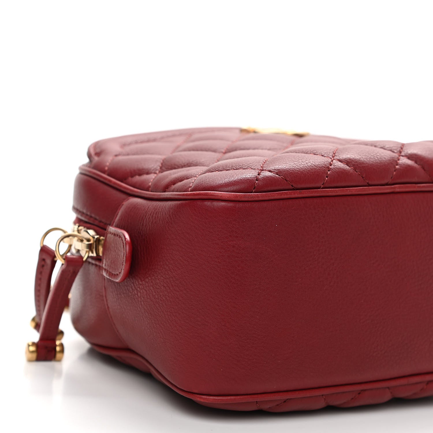 Chanel Calfskin Quilted CC Small Vanity Case Dark Red 10 of 12