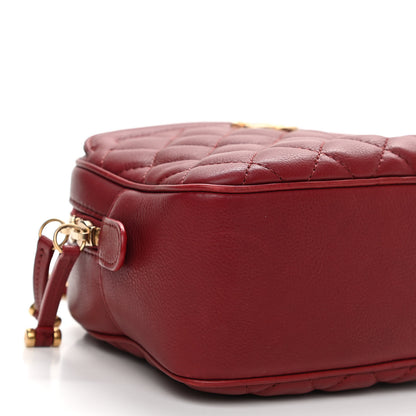 Chanel Calfskin Quilted CC Small Vanity Case Dark Red 10 of 12