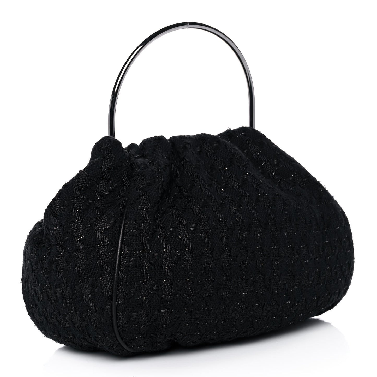 Tweed Boucle Knitting Bag Black
