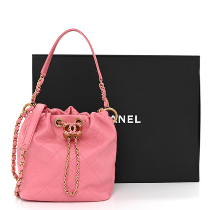 Chanel Lambskin Quilted Antique Signs Drawstring Bag Pink 11 of 11