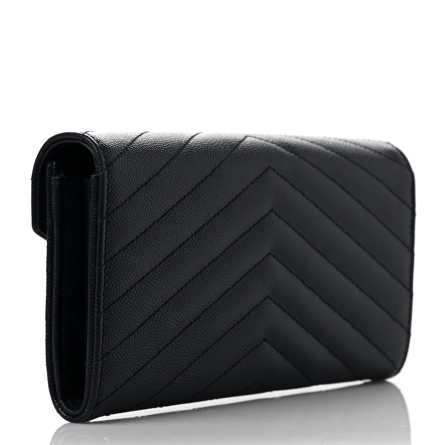 Grain De Poudre Matelasse Chevron Monogram Flap Wallet Black