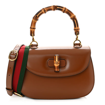 Gucci Boarded Dyana Lux Calfskin Web Medium Bamboo 1947 Top Handle Bag Brown 3 of 13