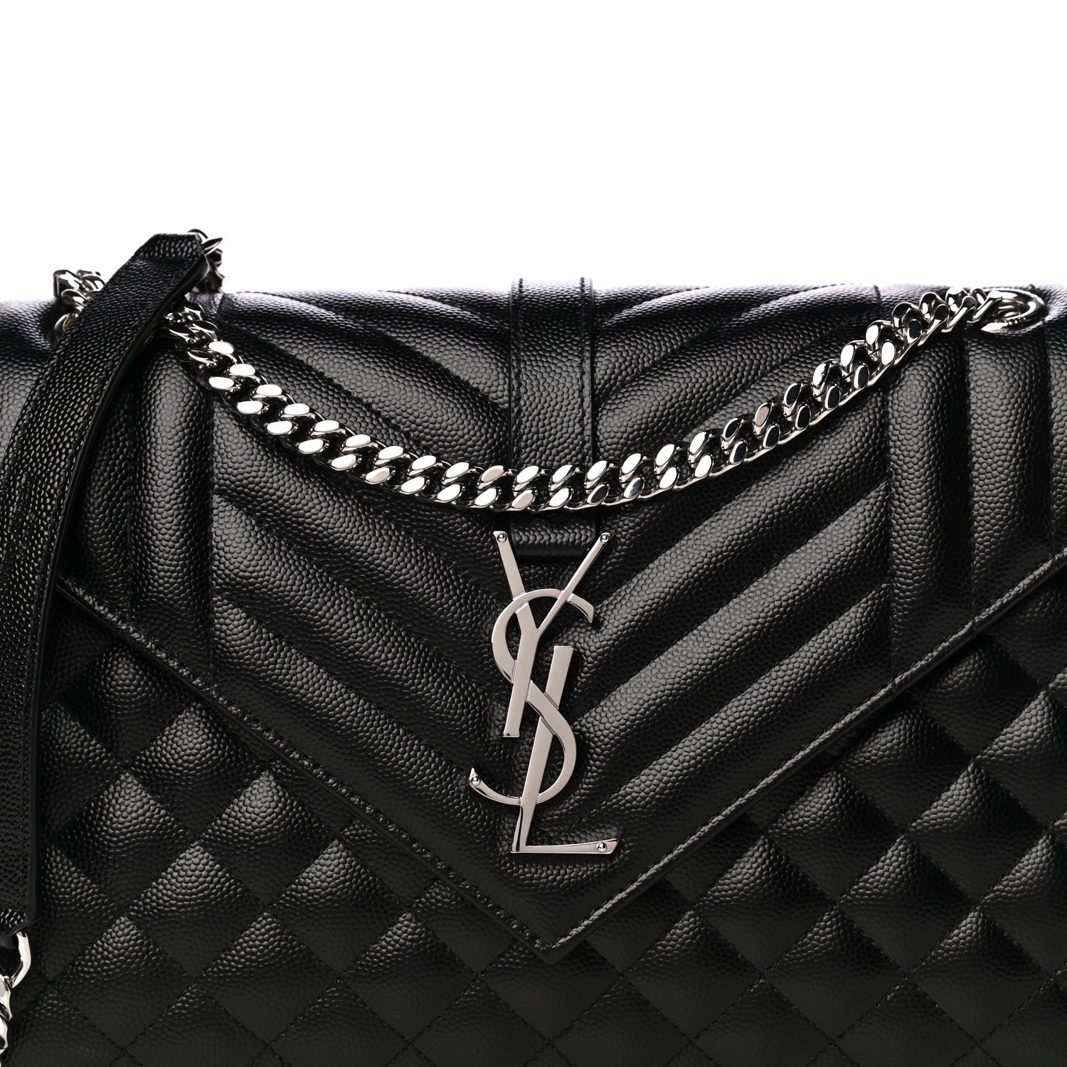 Saint Laurent Grain De Poudre Textured Mixed Matelasse Triquilt Medium Monogram Satchel Black 8 of 10