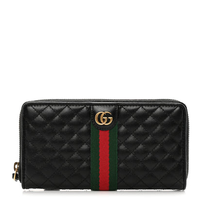 Gucci Calfskin Web Trapuntata GG Zip Around Wallet Black 1 of 12