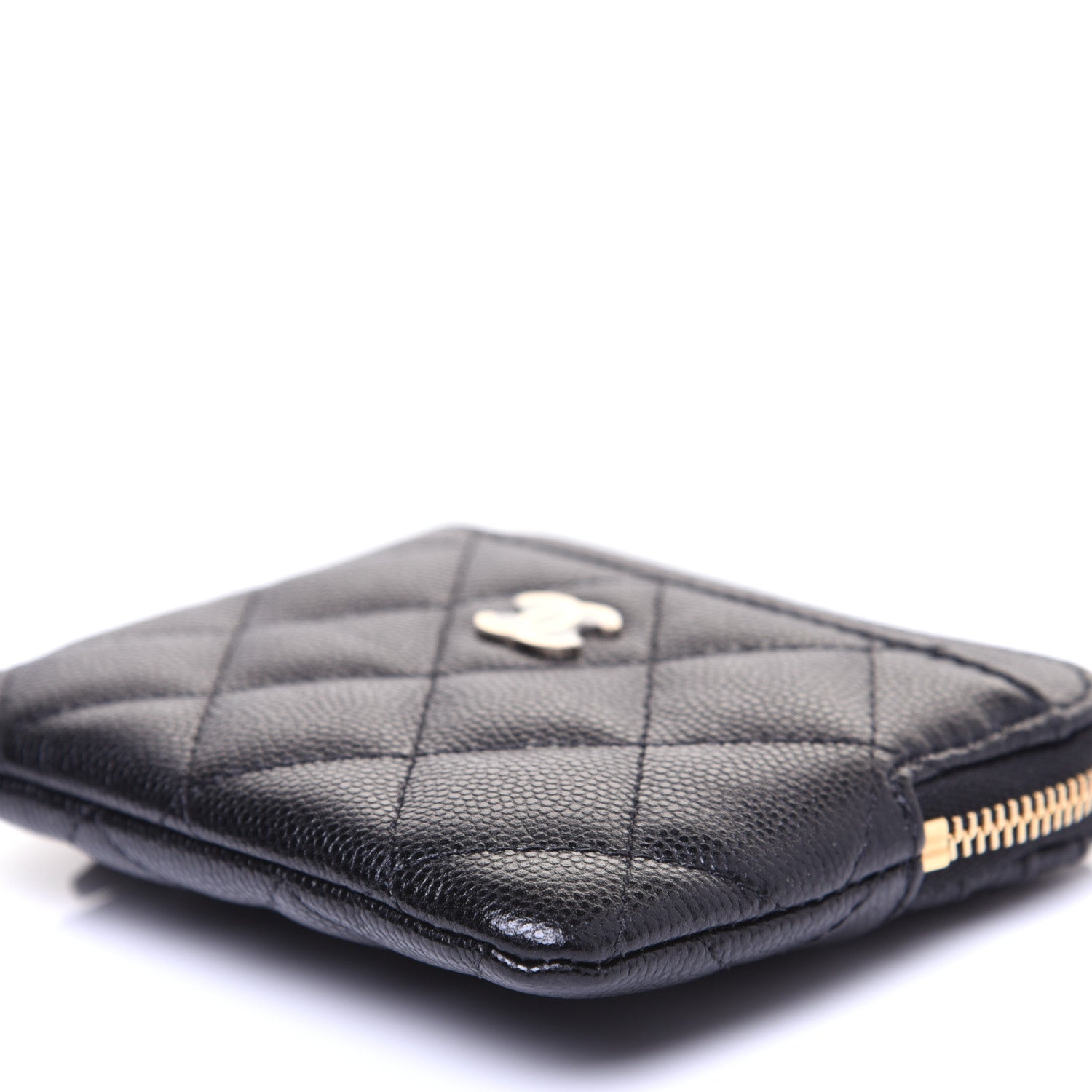Chanel Caviar Quilted Zip Card Holder Wallet Black 7 of 11