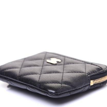 Chanel Caviar Quilted Zip Card Holder Wallet Black 7 of 11