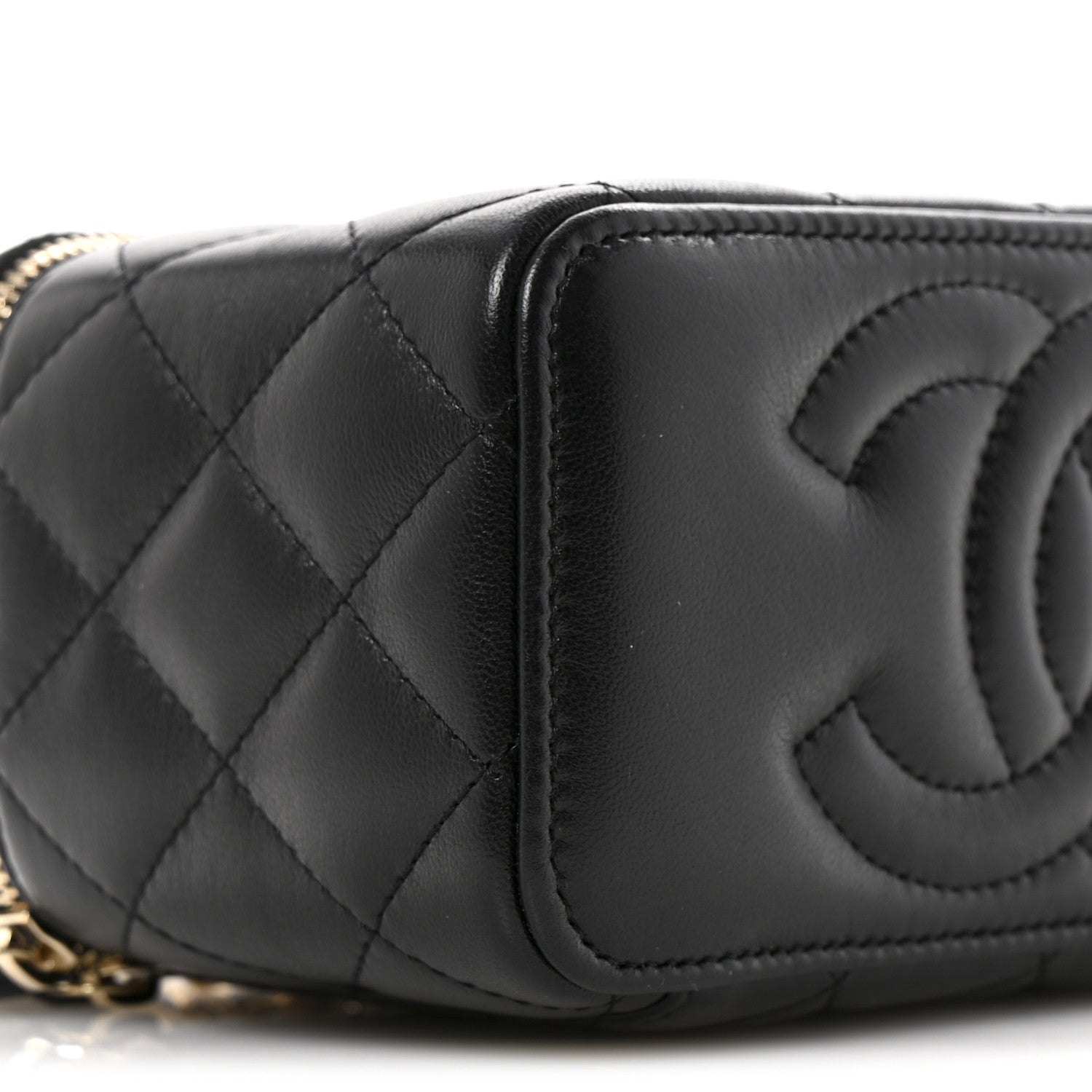 Chanel Lambskin Quilted Small Pearl Crush Vanity Case With Chain Black 9 of 11