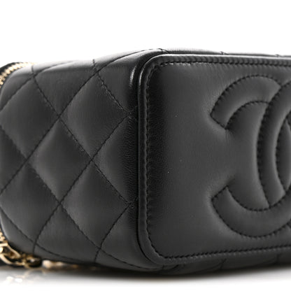 Chanel Lambskin Quilted Small Pearl Crush Vanity Case With Chain Black 9 of 11