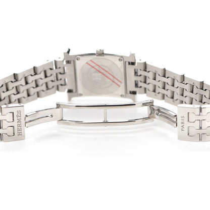 Hermes Stainless Steel Diamond Pink Mother of Pearl 21mm Heure H Hour Quartz Watch 5 of 6