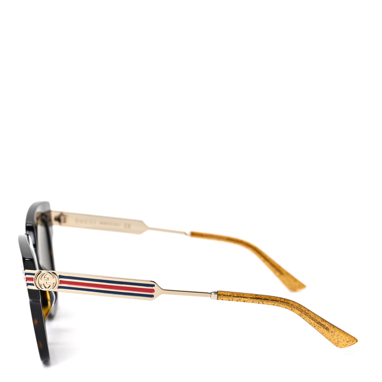 Acetate Square Frame Web Sunglasses GG0281S Havana