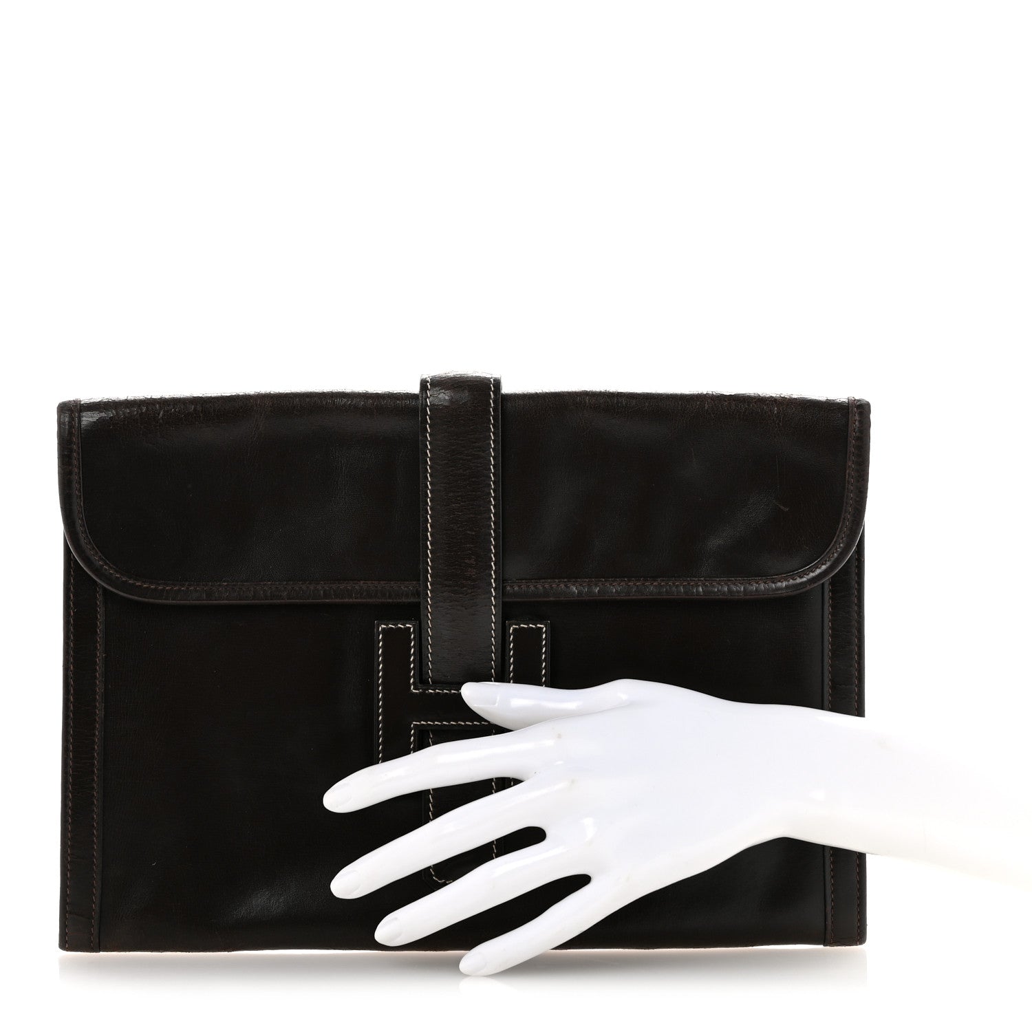 Hermes Box Jige GM Clutch Chocolate 2 of 14