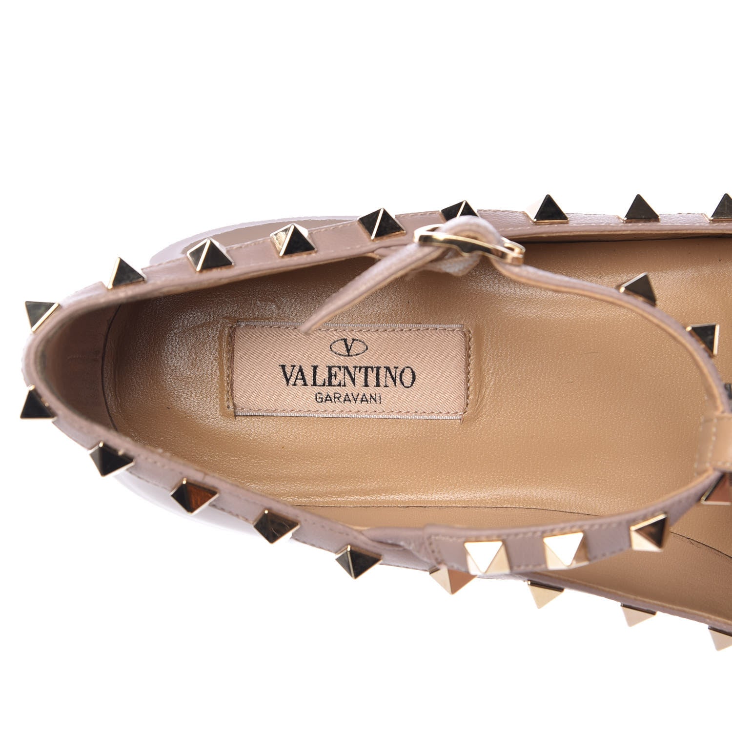 Valentino Garavani Patent Rockstud Cage Ballerina Flats 38.5 Poudre 5 of 12
