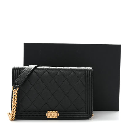 Chanel Caviar Quilted Boy Wallet On Chain WOC Black 41 of 43