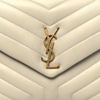 Saint Laurent Calfskin Y Quilted Monogram Medium Loulou Chain Satchel Crema Soft 9 of 12