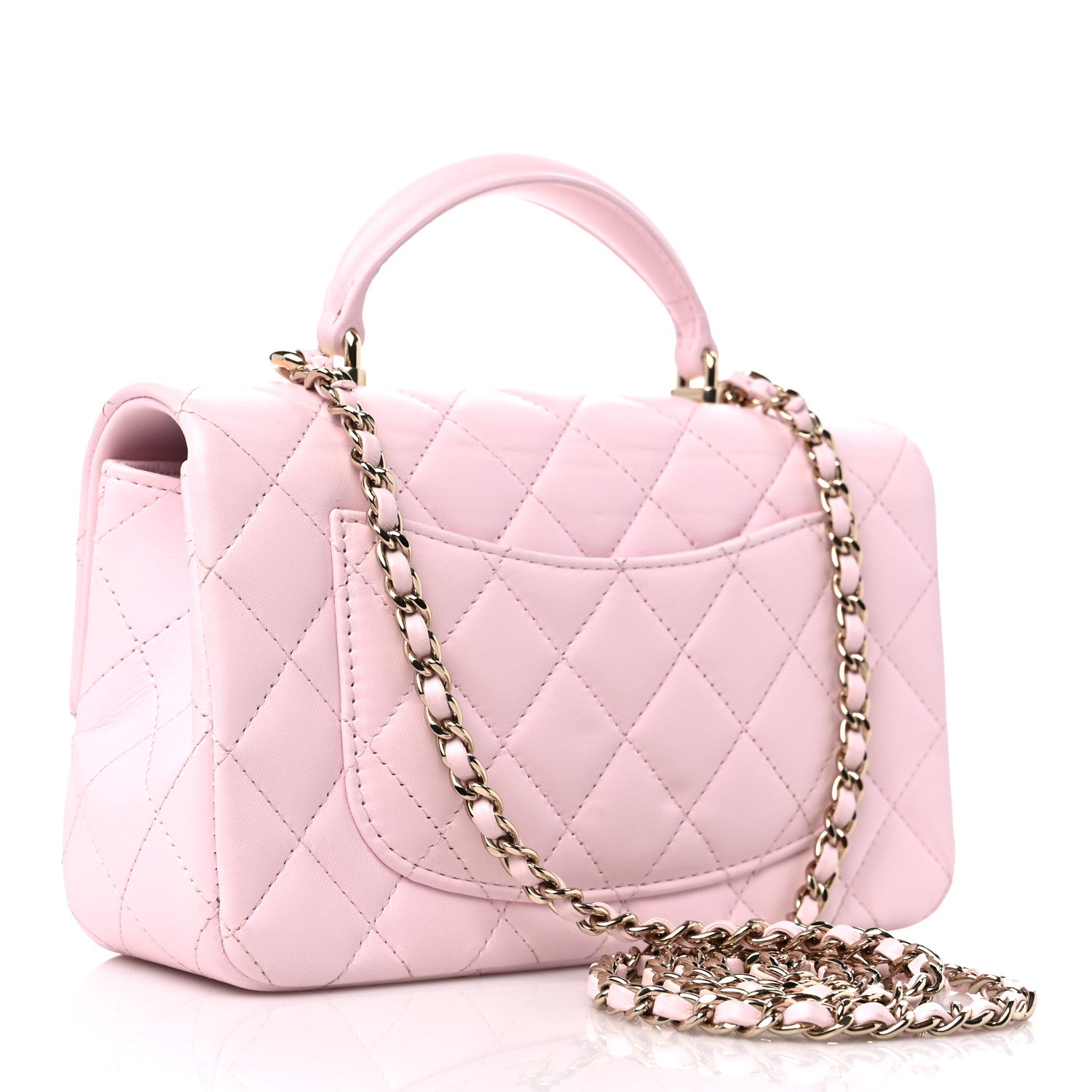 Chanel Lambskin Quilted Mini Top Handle Rectangular Flap Light Pink 3 of 12