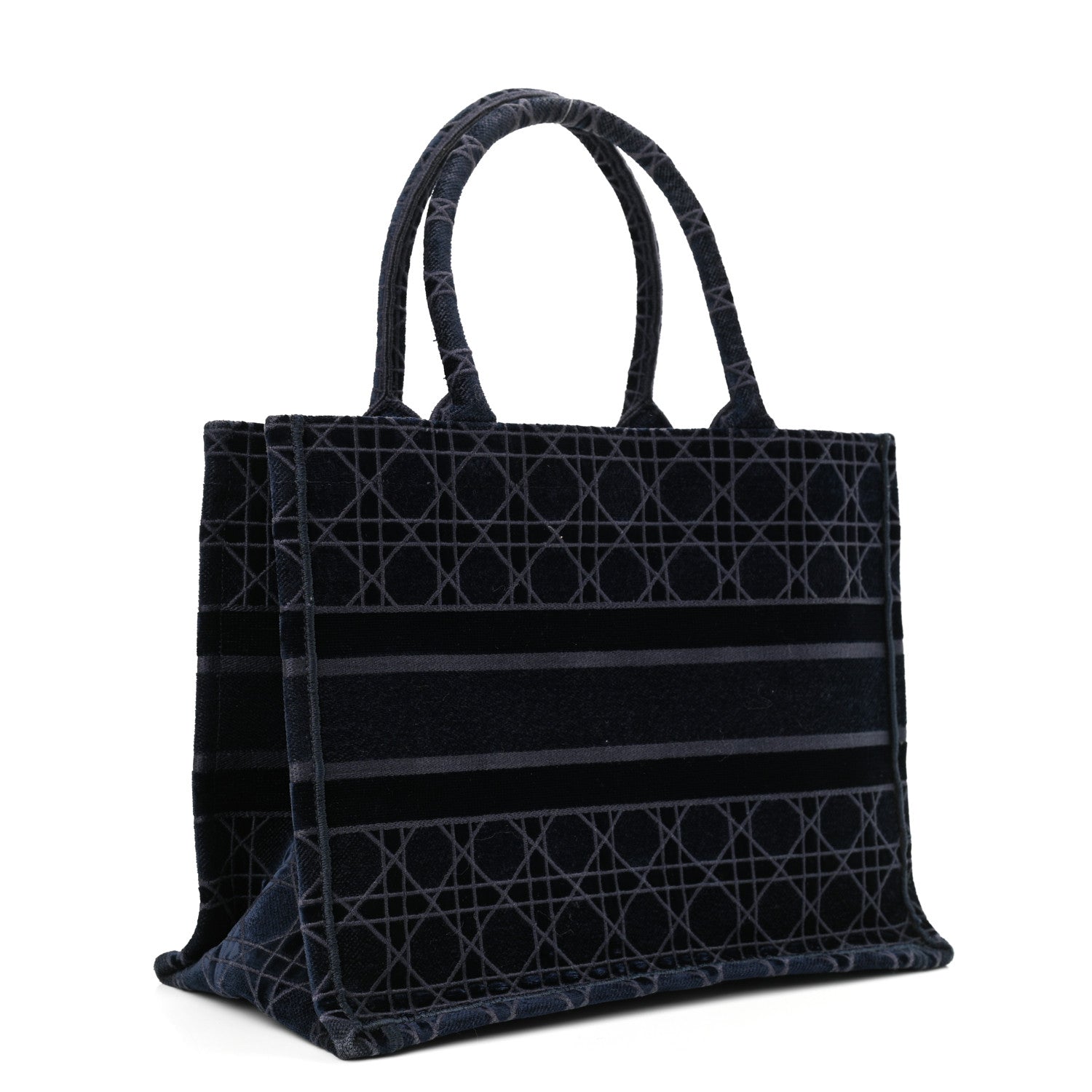 Christian Dior Velvet Cannage Medium Book Tote Navy Blue 3 of 12