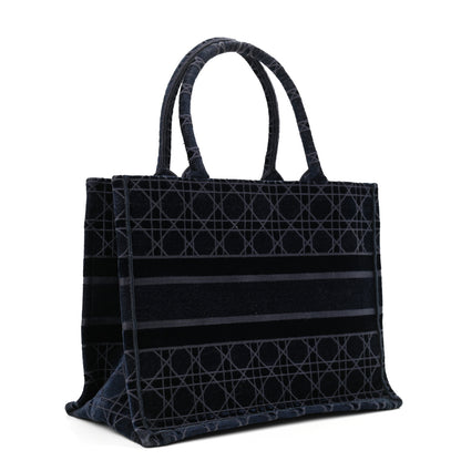 Christian Dior Velvet Cannage Medium Book Tote Navy Blue 3 of 12