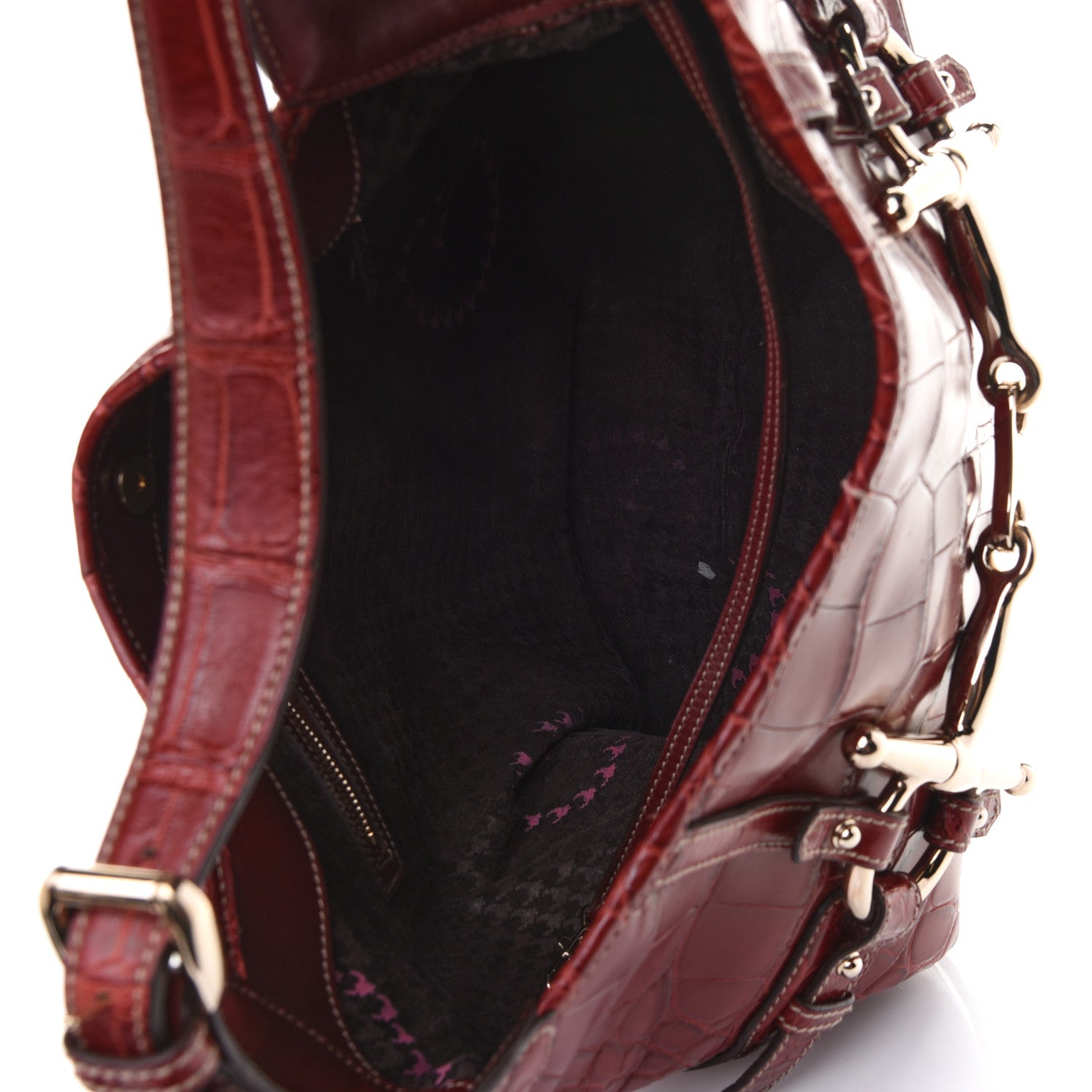 Gucci Crocodile Large Horsebit 85th Anniversary Hobo Red 4 of 4